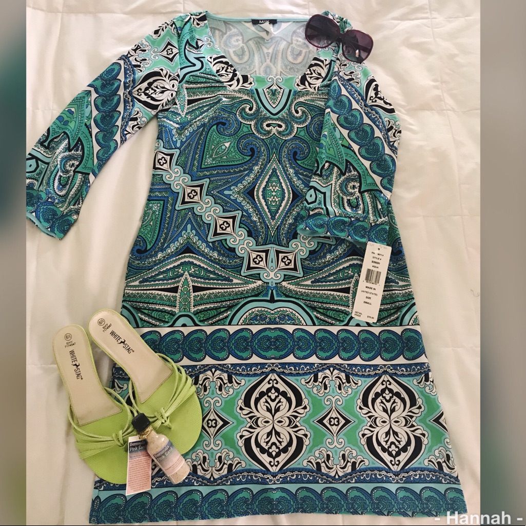 Hannah Green And Blue Patterned Dress